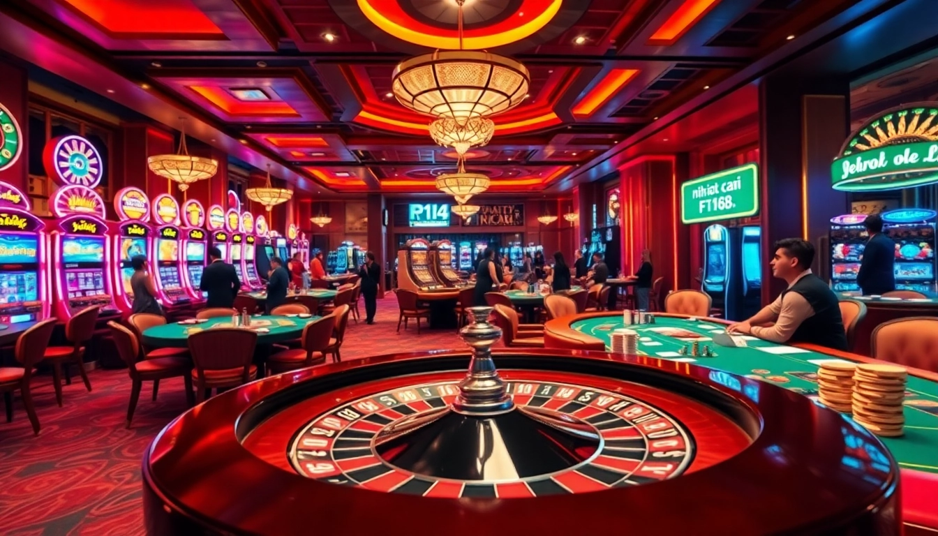 Experience nha cai f168 at a bustling casino table with vibrant poker chips and an engaging roulette wheel.
