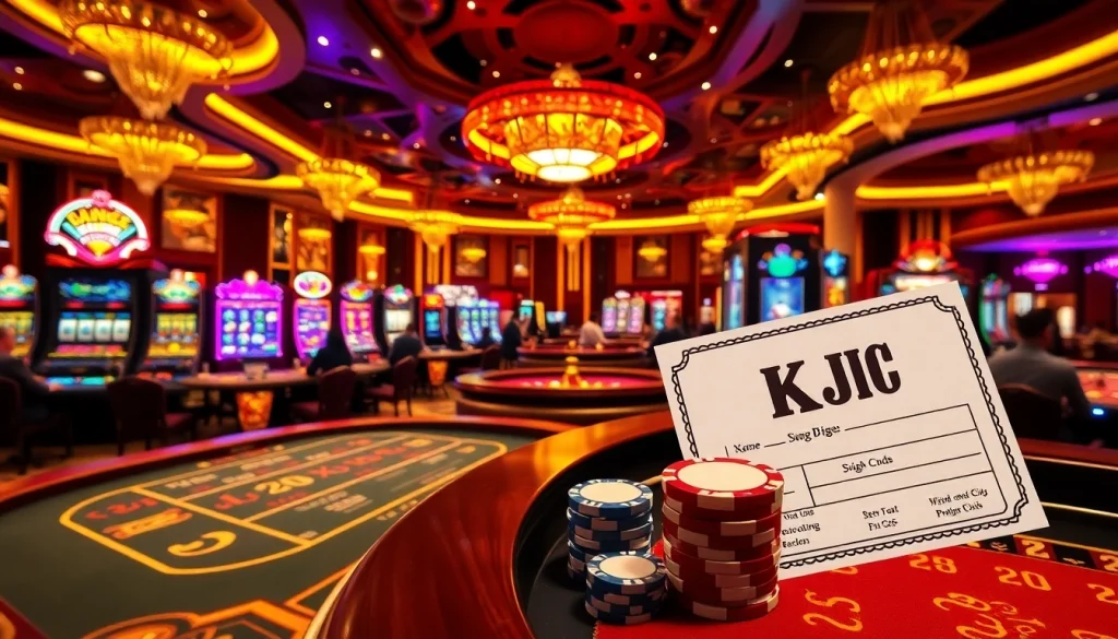 KJC poker players stacking chips at a vibrant casino table, showcasing the excitement of winning.
