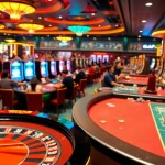 Captivating scene of players immersed in casino action, highlighting a review nhà cái atmosphere with vibrant tables and energetic gameplay.