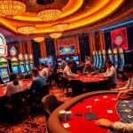 "Exciting gaming scene at Nhà Cái 8XBET, featuring players winning at poker and blackjack tables."