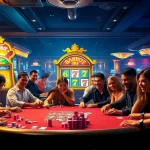 Experience the thrill of winning at https://solarbetkor.com/ with a vibrant casino scene featuring poker tables and slot machines.