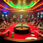 Experience the thrill of Nhà cái Solarbet with vibrant poker tables and roulette action.