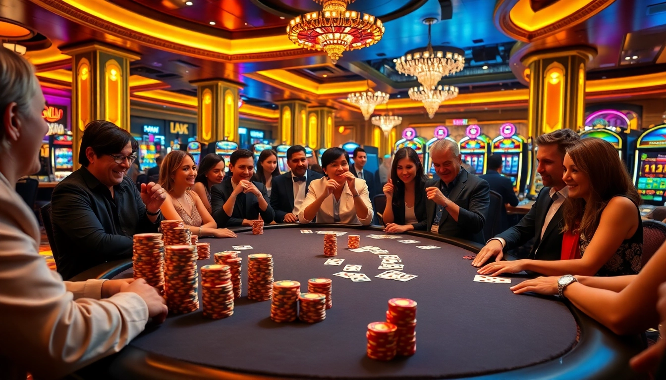 Experience thrilling gameplay at https://188v.ink/ with vibrant poker tables and excited players capturing the essence of casino fun.