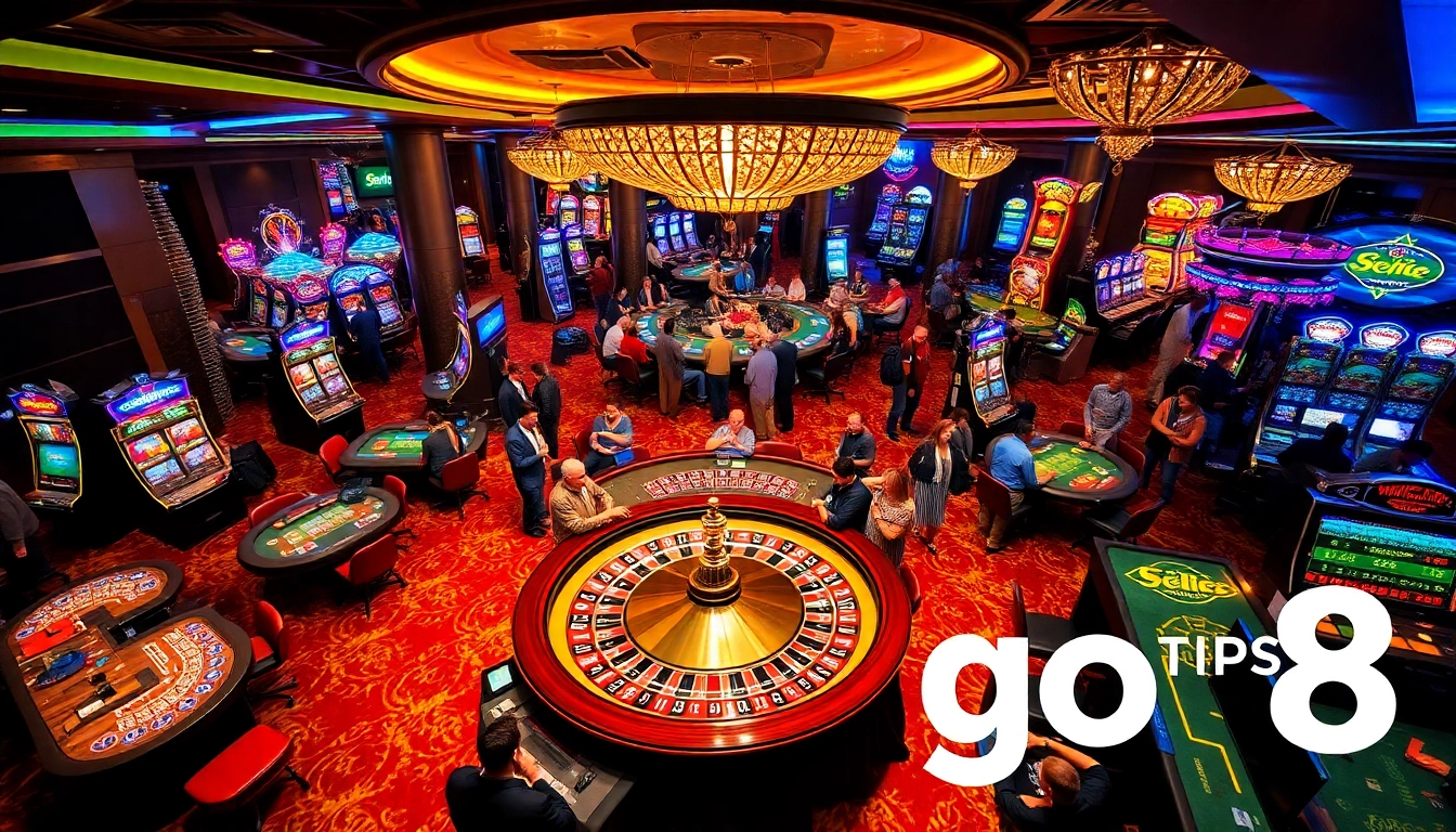 Players enjoy high-stakes action at a vibrant casino with go8 tips for winning blackjack and roulette.