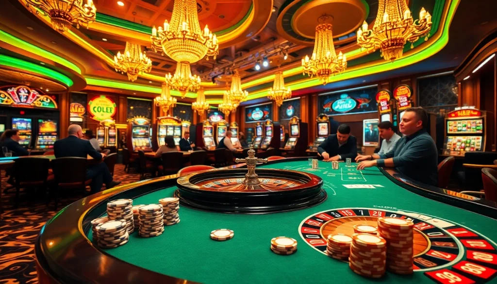 Experience the thrill of gacor123 gaming at a lively casino with poker chips, card games, and roulette.